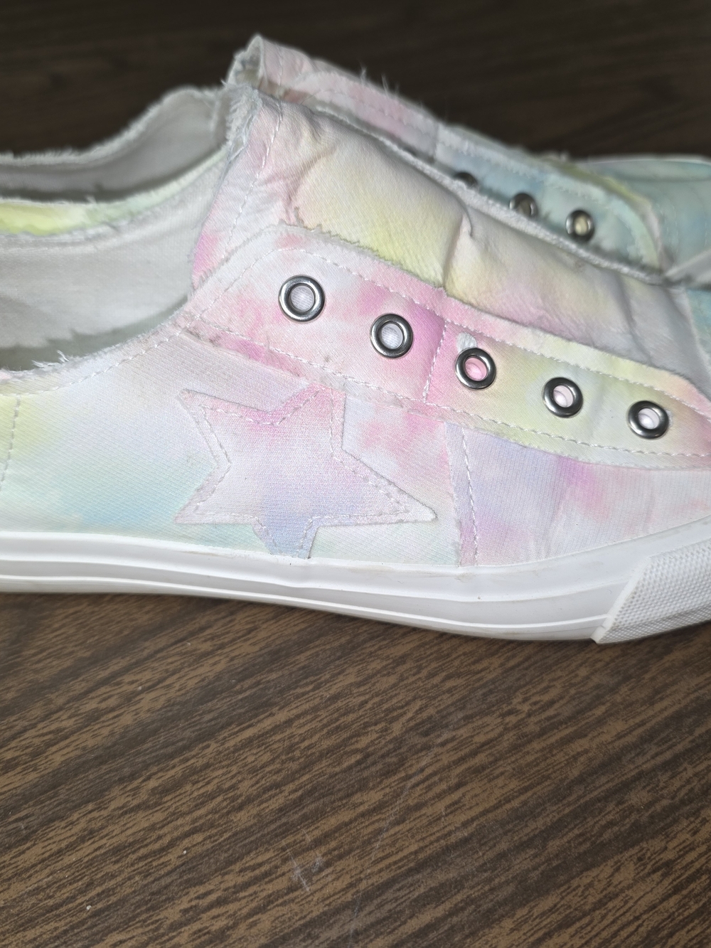 Gypsy Jazz Pastel Tie-Dye Slip-On Sneakers - Pink, Blue, Yellow - Picture 2 of 2